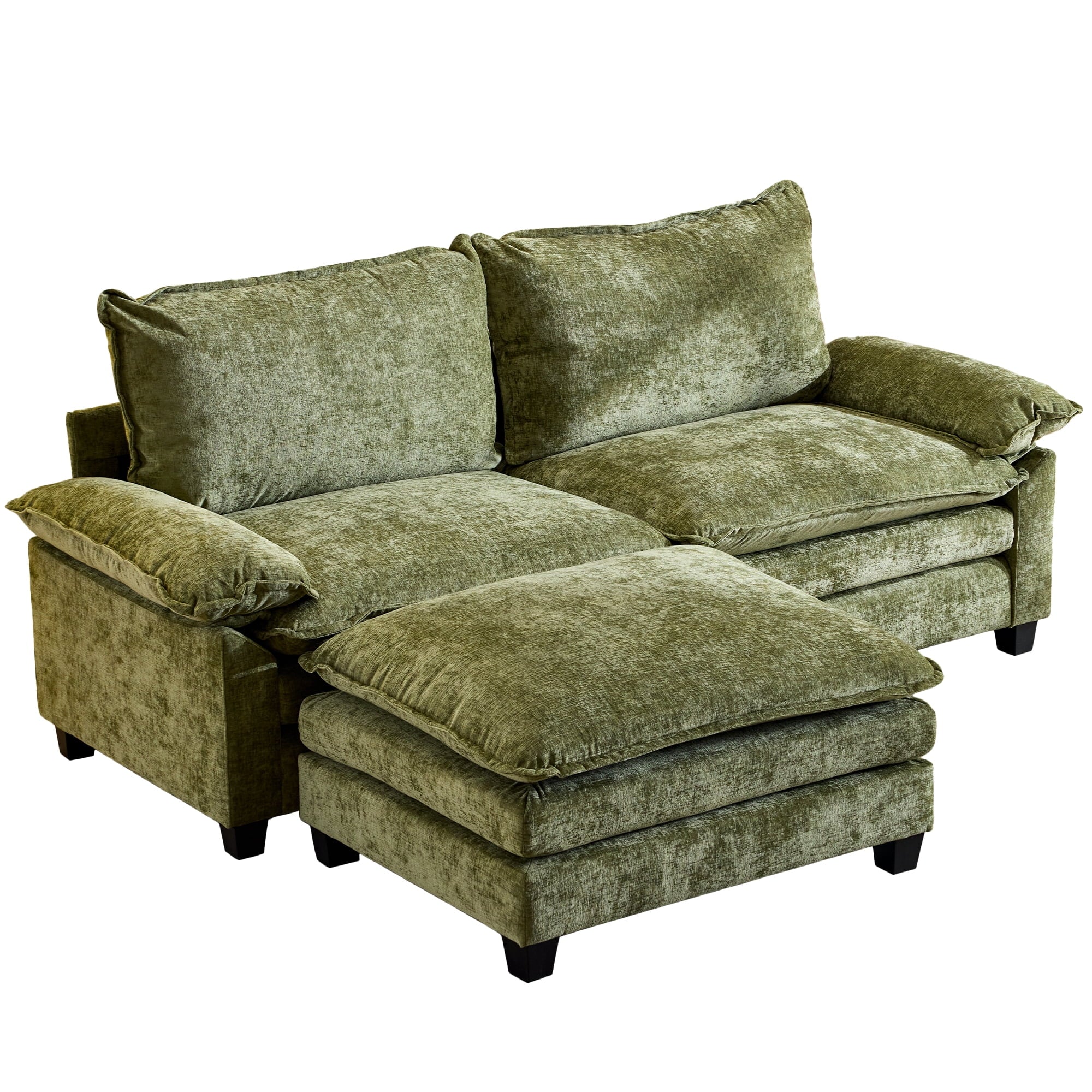 Ktaxon Sectional Sofa L Shaped Couch with Chaise Living Room Sleeper Set, 2 Seats with Chenille and Double Layer Cushions 86 W Beige