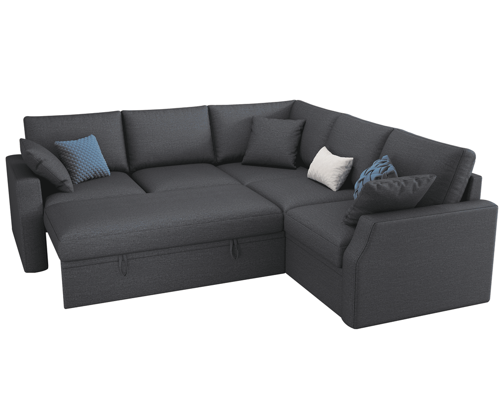 VanAcc 85 Sleeper Sofa Bed, Reversible L-Shape Sectional with Storage