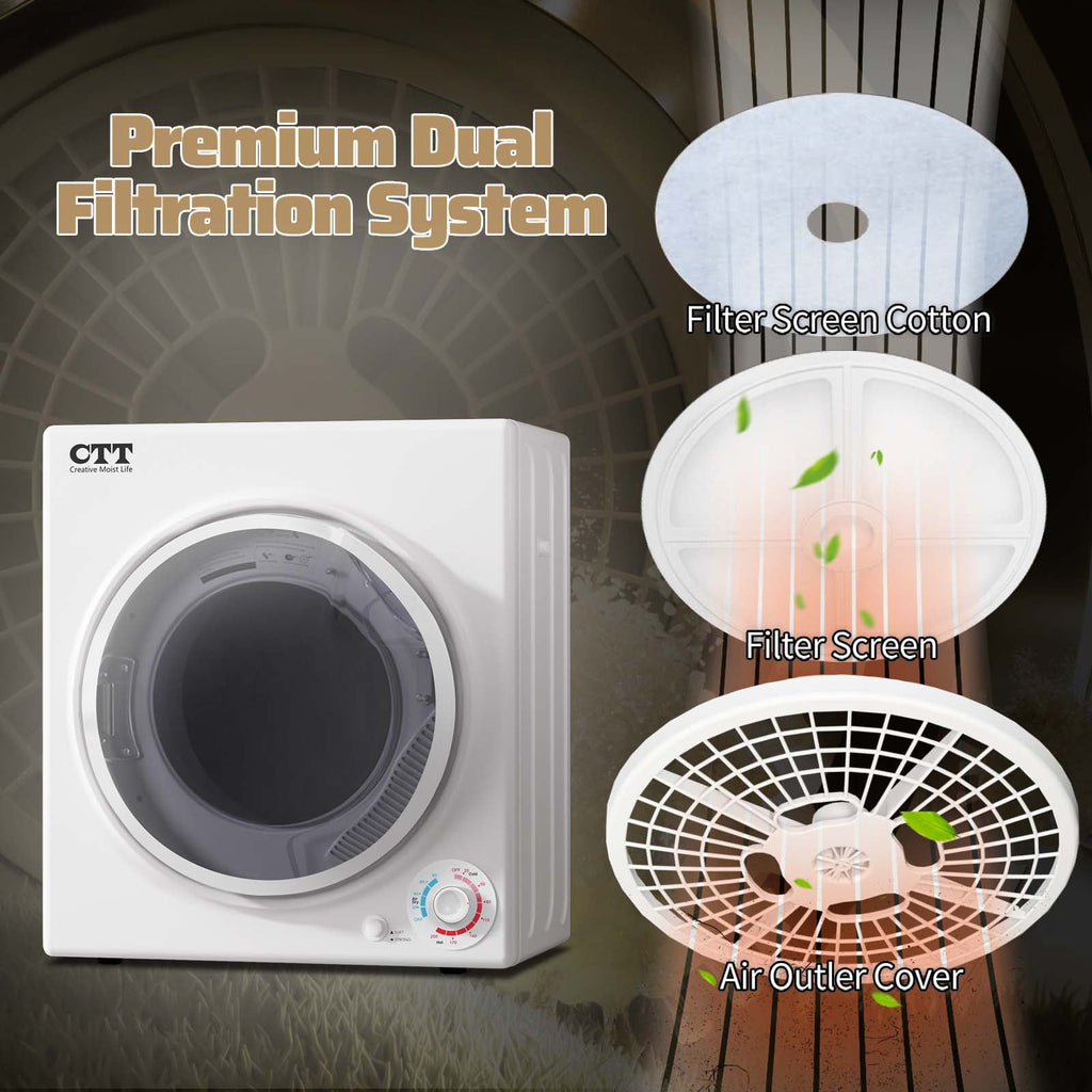 CTT 3.5 Portable Clothes Dryer, 1500W Compact Dryer with 4 Drying Mode, Laundry, Apartments, RVs, Dorms