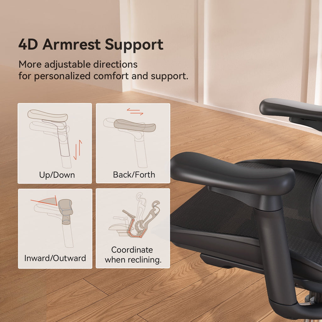 Sihoo Doro C300 Ergonomic Office Chair with Headrest, Lumbar Support, Adjustable Backrest, 3D Armrests, Breathable Mesh, Height & Tilt Adjustment - Black