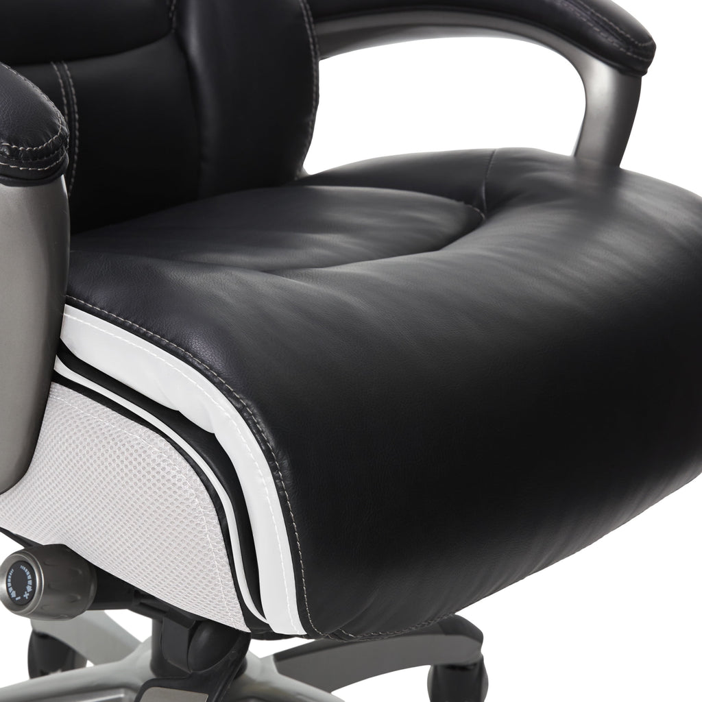 Serta Lautner Executive Home Office Desk Chair, Ergonomic High-Back with Adjustable Lumbar and Body Pillows, SmartLayers and ComfortCoils Technology, Mesh and Bonded Leather, Black and Gray