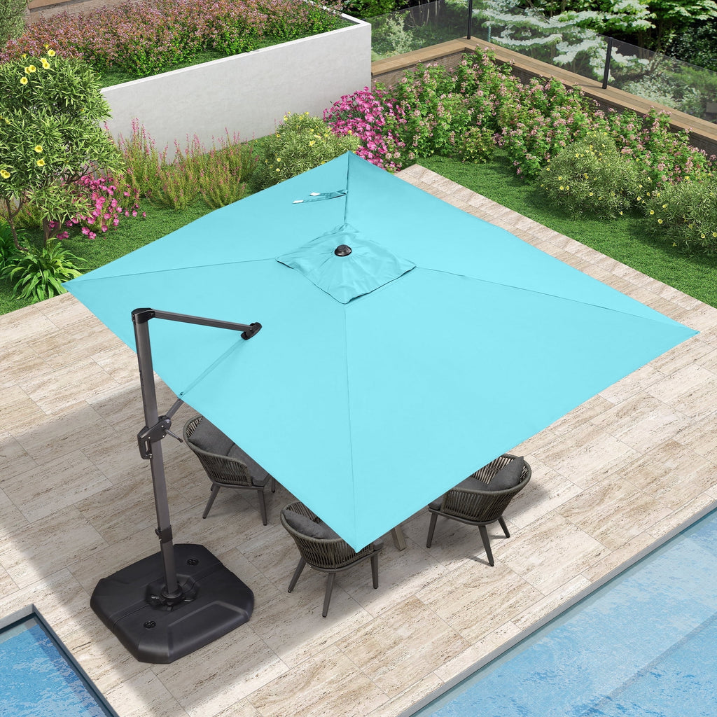 PURPLE LEAF 10x10 Ft Cantilever Umbrella Square Outdoor Patio Umbrella Large Offset Hanging Umbrella Aluminum Umbrella with 360°Rotation Adjustable Garden Pool Umbrella,Gray