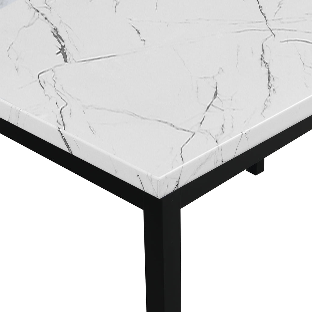 Roundhill Furniture Noyes Metal Dining Table with Faux Marble Top