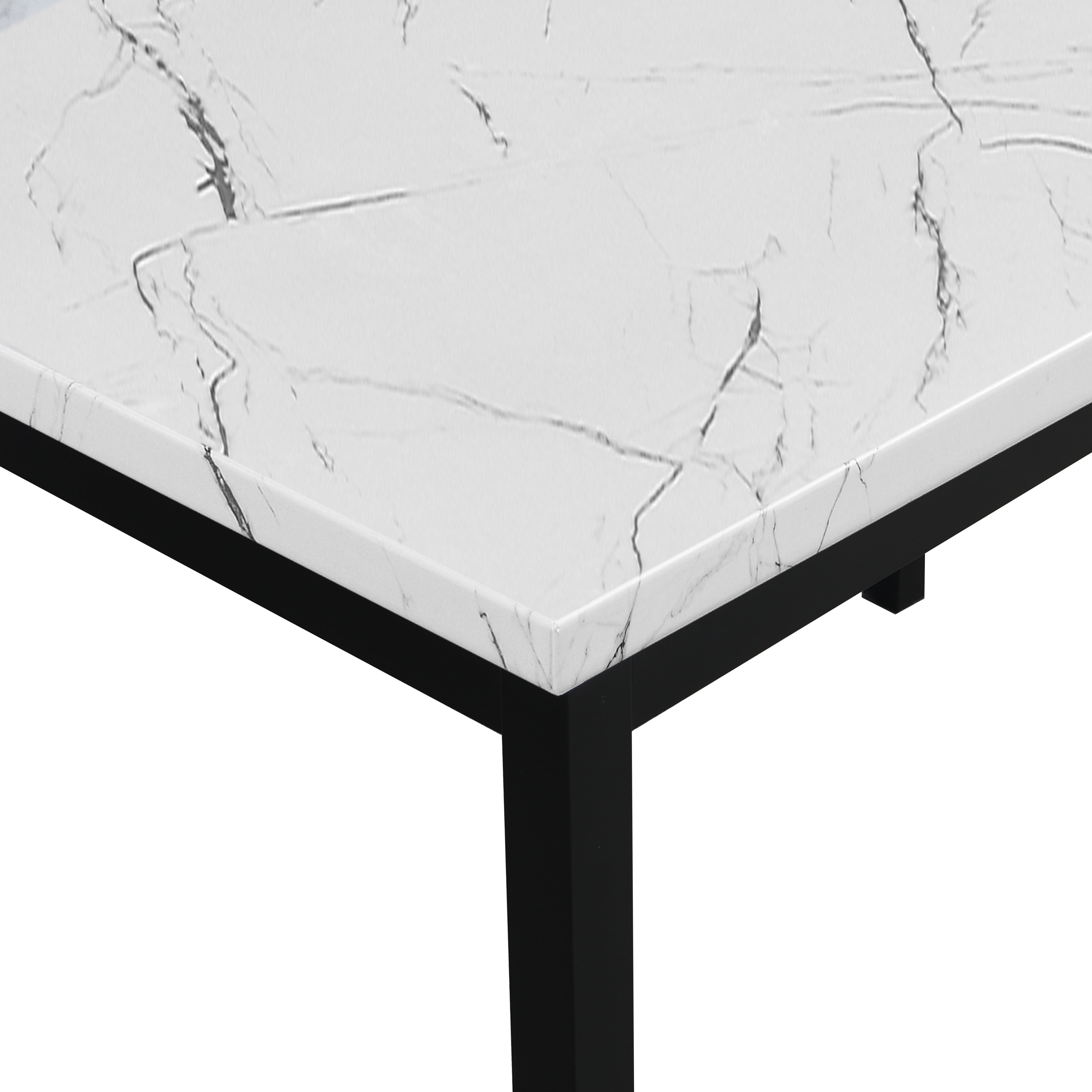 Roundhill Furniture Noyes Metal Dining Table with Faux Marble Top