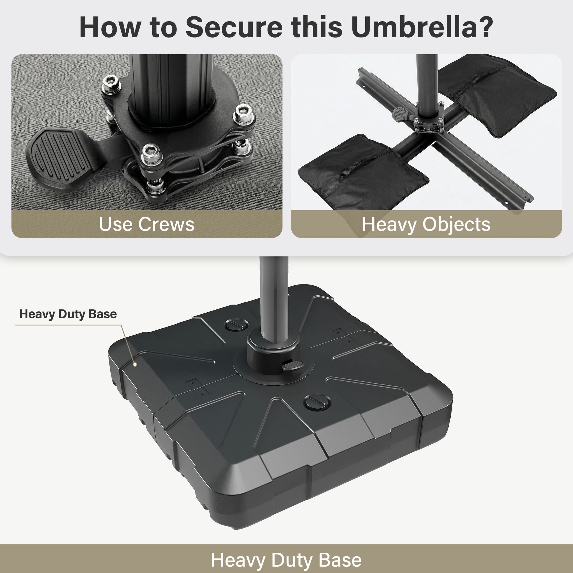 LAUSAINT HOME Outdoor Patio Umbrella, 10 Feet Large Cantilever Windproof Offset Umbrella with 360-degree Rotation for Backyard,Pool,Lawn,Deck,Gray