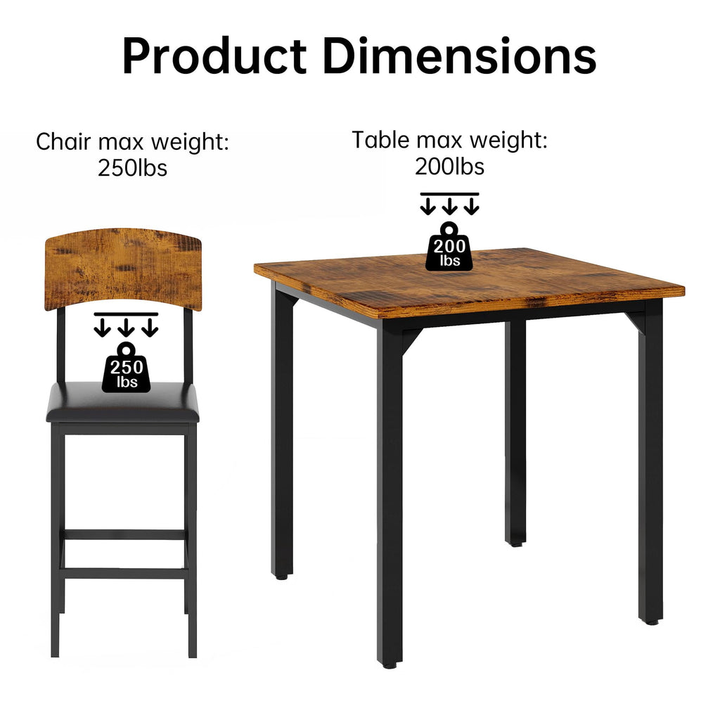 MIERES 5 Piece Dining Table Set High Top Dining Table Set for 4 Counter Height Small Kitchen Table With 4 Velvet Upholstered Chairs, Wood Small Dining Set for Bar Dining Room Breakfast