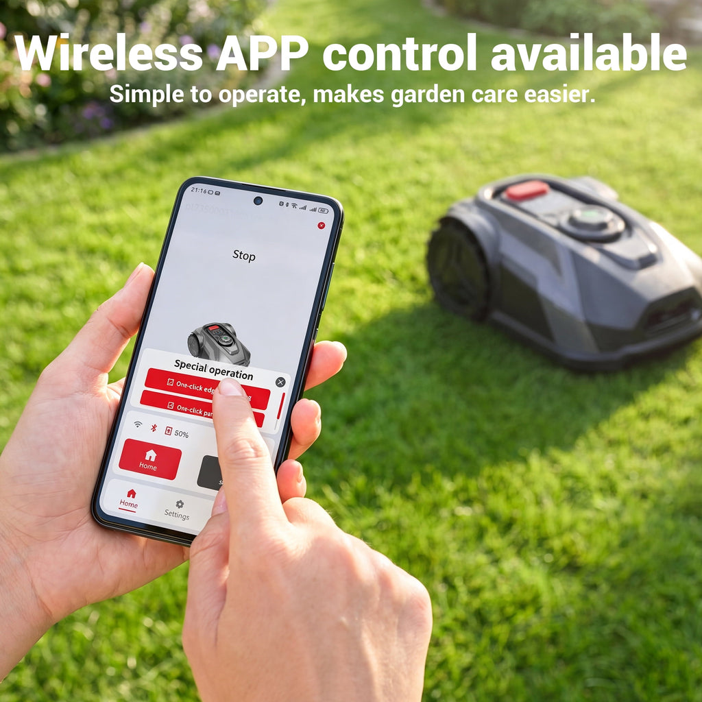 Steelite 20V 4.0Ah Robotic Lawn Mower (1/4 Acre), Bluetooth & WiFi App Control,Boundary-Free Cordless Robot Lawn Mower with Obstacle Detection, 3 Brushless Motors, ,Auto-Charging Lawn Mower for Yards