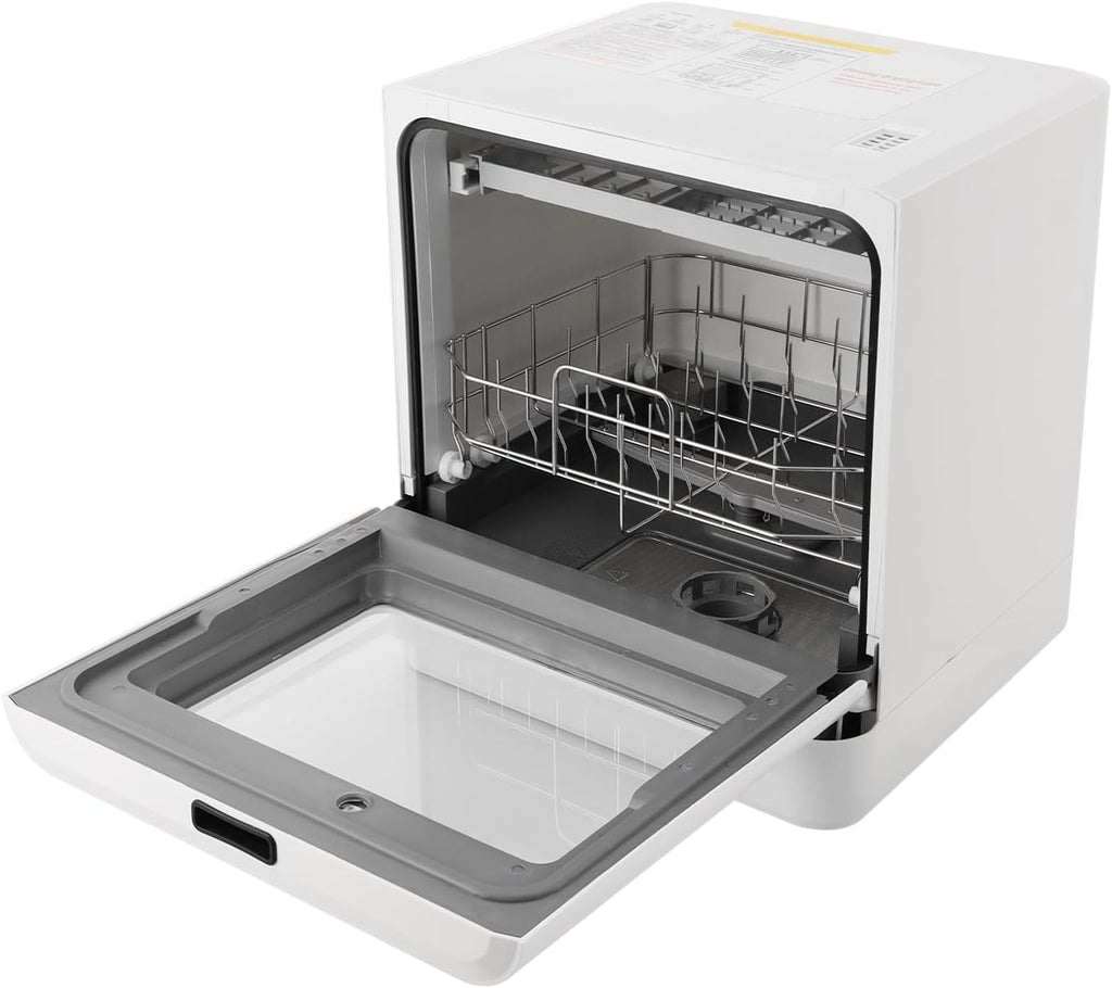 FOGGBET Countertop Dishwasher 800W White Compact Dishwashers with 4 Washing Programs, 360-Degree Spraying Wash Kitchen Mini Dishwasher with Air-Dry Function White