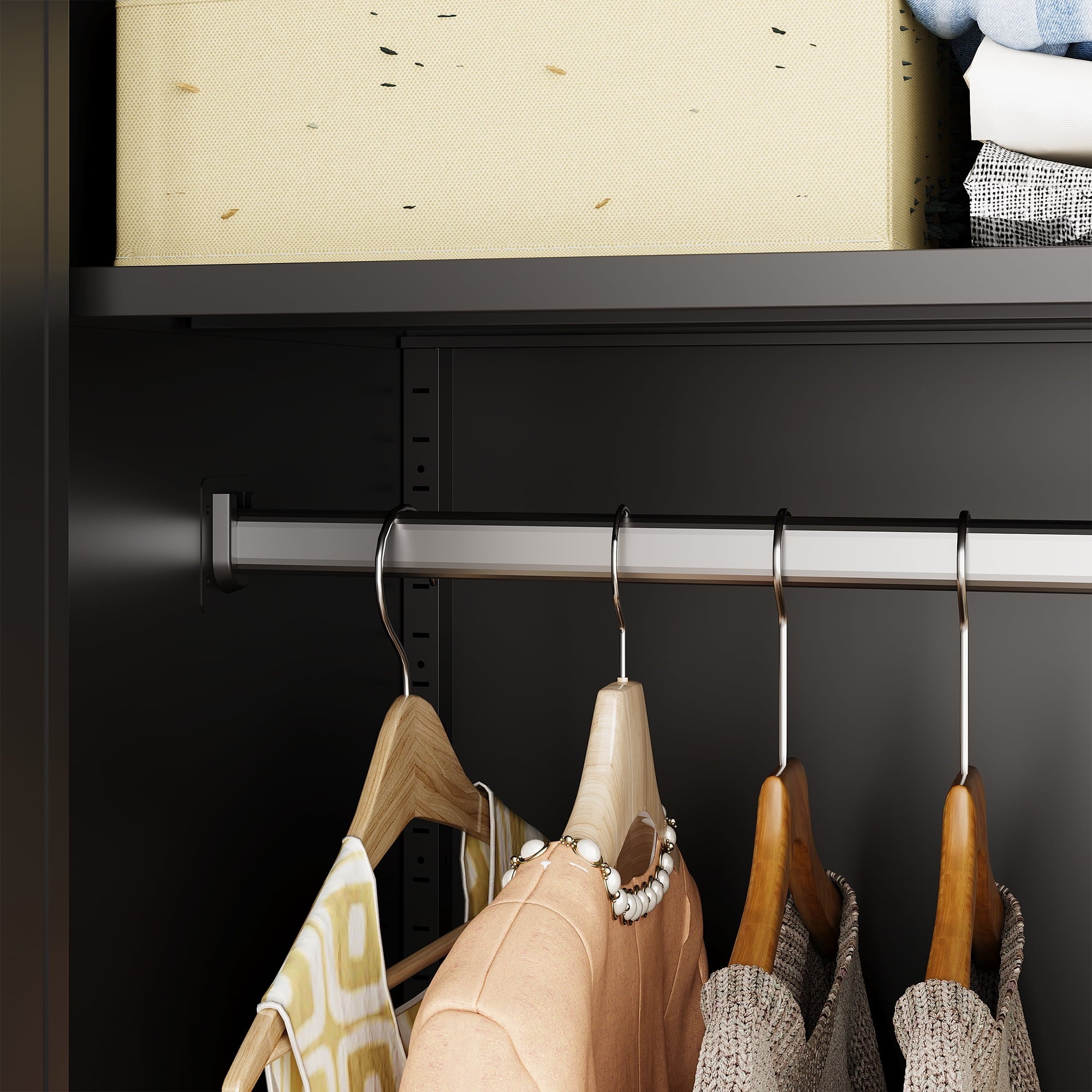 STANI Metal Wardrobe Closet with Hanging Rod, 72 White Armoire Wardrobe Cabinet with Adjustable Shelves, Clothes Storage Organizer Cabinets for Bedroom, Bathroom, Office