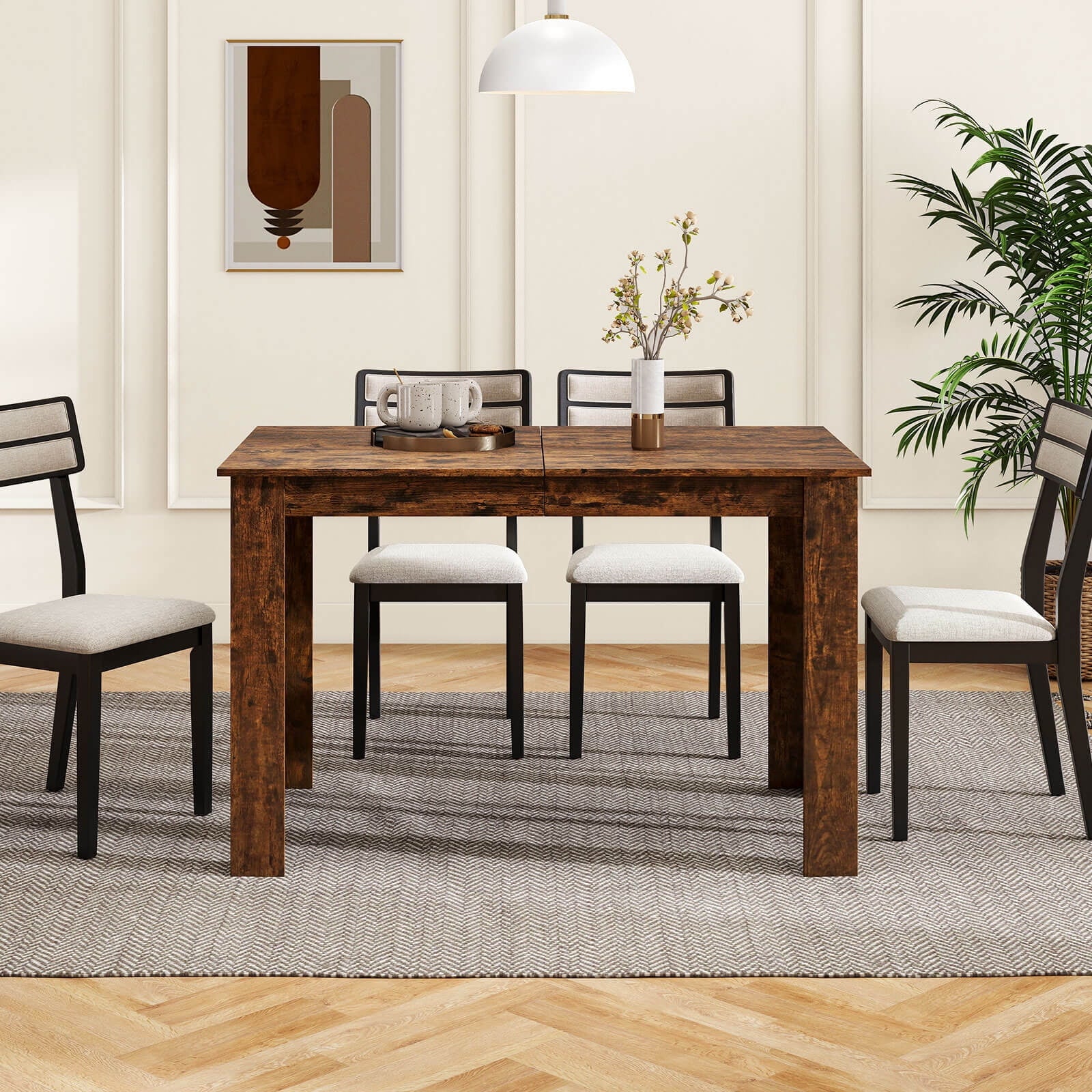 Costway 47”-62” Extendable Dining Table for 4-8 People for Dining Room Home Office Brown