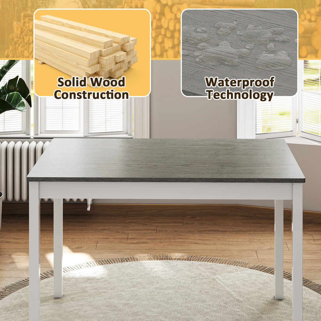 Joywind 5-Piece Solid Wood Dining Set – Rectangular Dining Table with 4 Chairs, Modern Grey Design for Kitchen, Dining Room & Restaurant