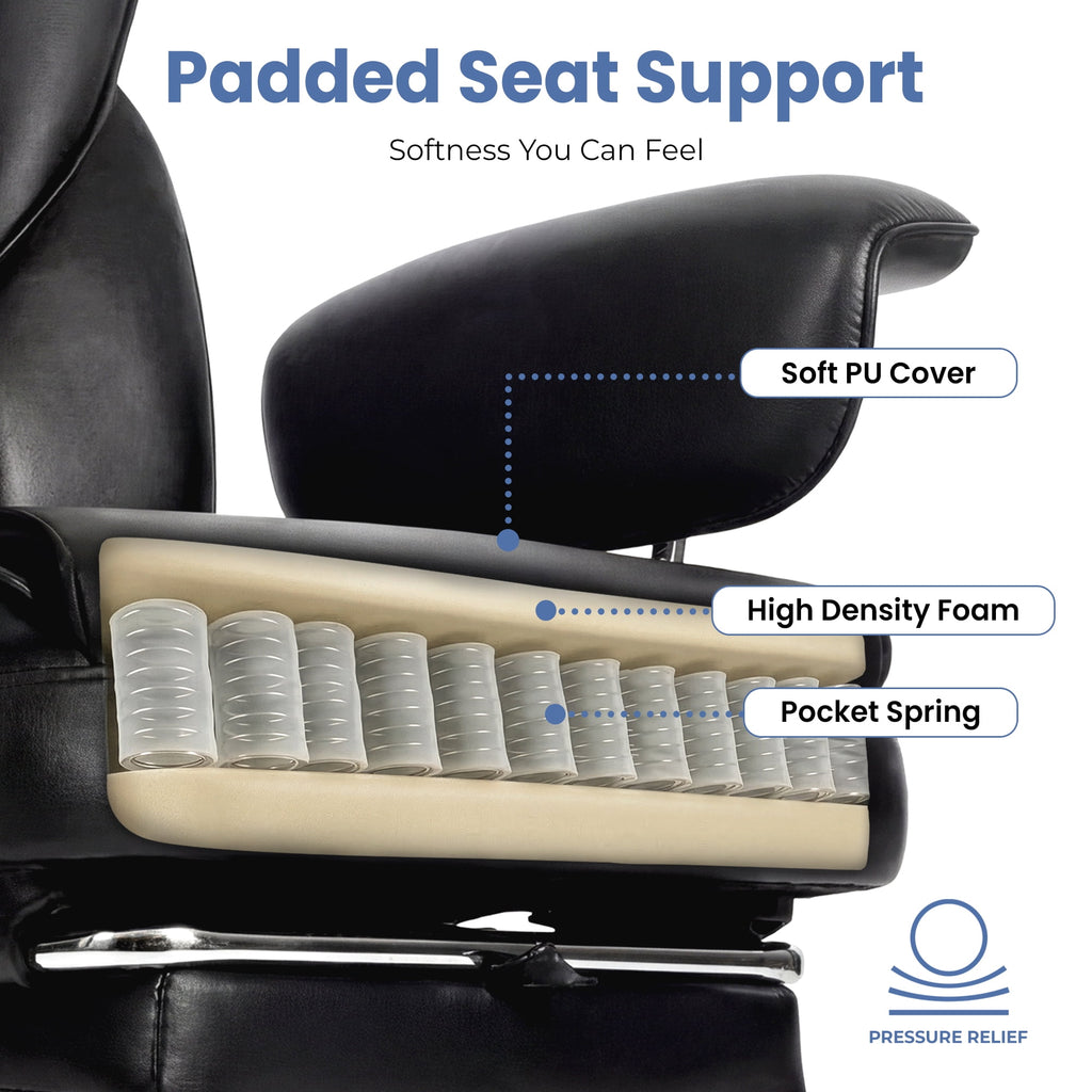 CELTOSS Executive Office Chair 400LBS, High Back Computer Chair with Arms and Footrest, Ergonomic Desk Chair with Lumbar Support, 90–135° Reclining Office Chairs for Home Work, Fabric Blue
