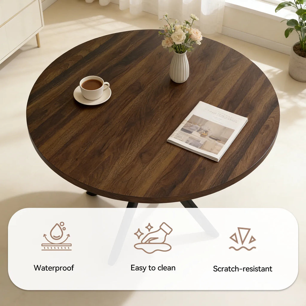 43.5 Round Dining Table for 4, Space Saving Kitchen Table with Metal Legs, Mid Century Modern Dining Table for Dining Living Room Apartment Small Space