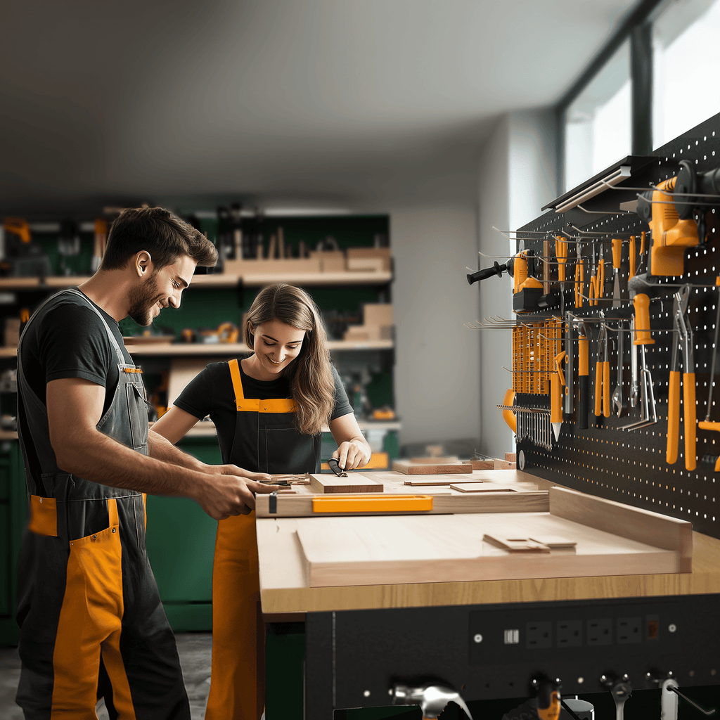 60 Multifunctional Heavy Duty Workbench for Garage with Pegboard,2000LBS Load,Adjustable Height,LED Light,Rubberwood Tabletop