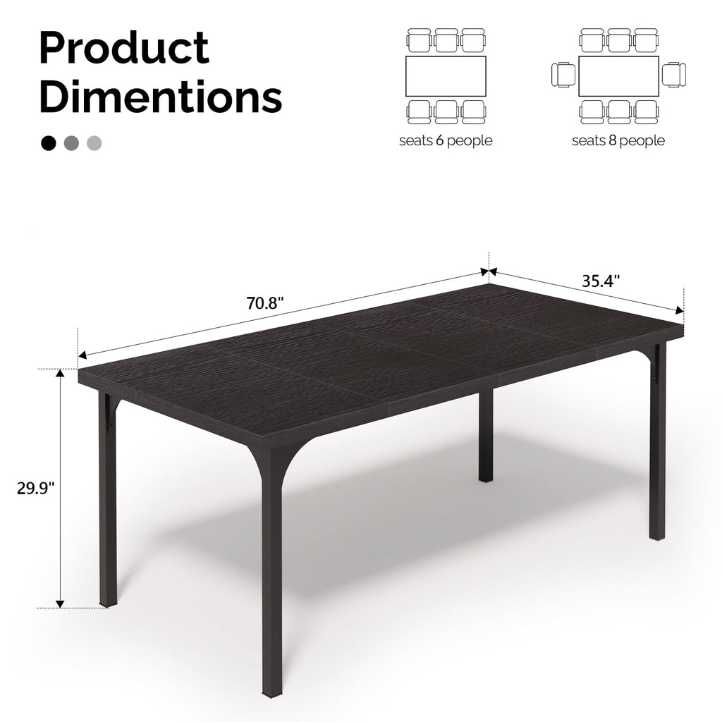 Ktaxon 70.8 Dining Table for 6~8, Farmhouse Kitchen Table Large Rectangle Dinner Table for Home, Dining Room, Kitchen, Brown