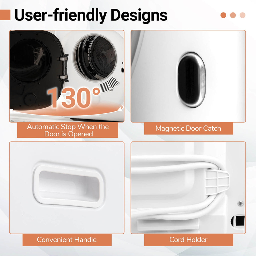 Costway 1.5 cu.ft Compact Drying Machine with Stainless Steel Tub & LED Touch Panel
