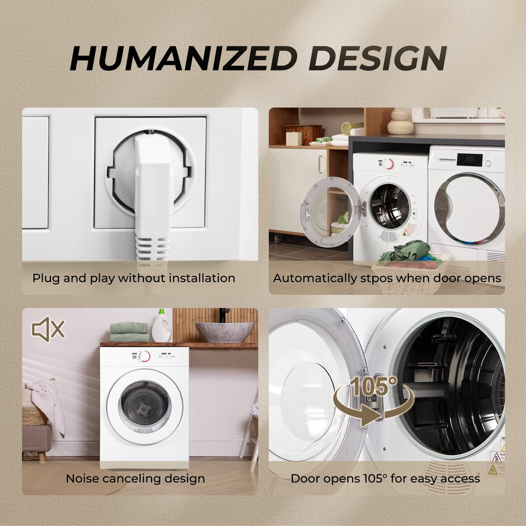 EUHOMY Portable Clothes Dryer, 2.6 Cu.ft Capacity, 1400W Quiet & Energy-Efficient Dryer for Apartments, Dorms, RVs and Small Spaces