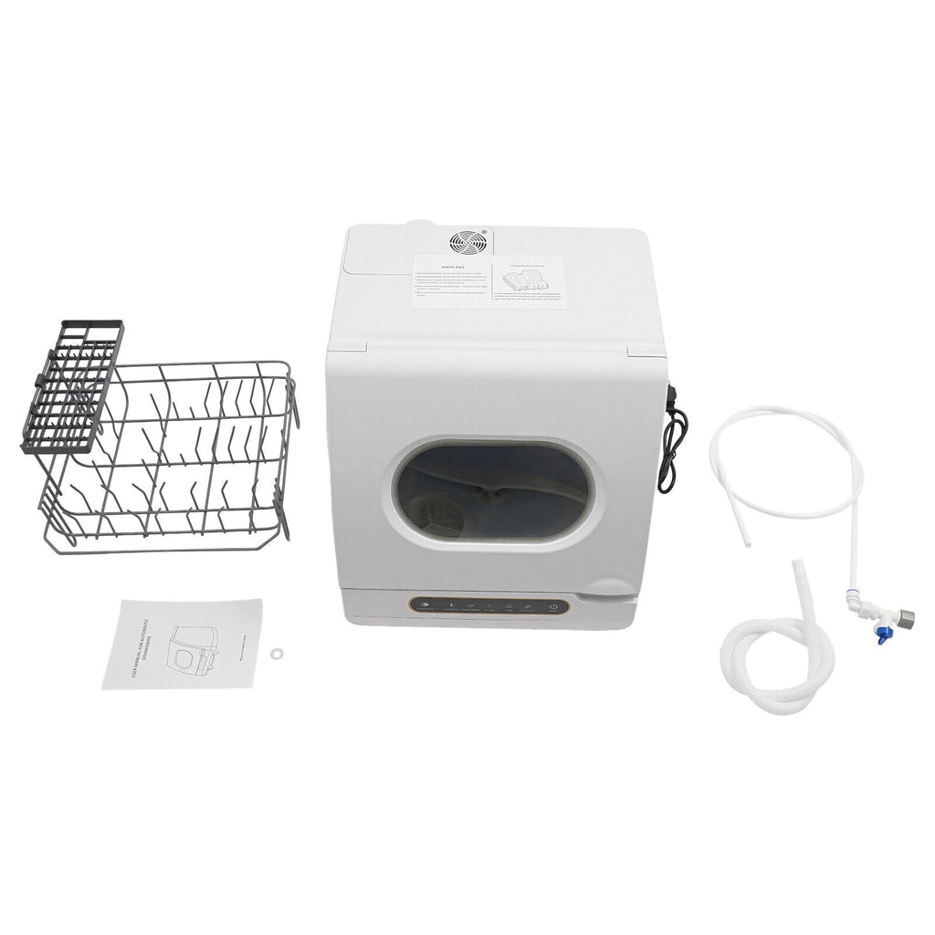 1200W Portable White Countertop Dishwasher Compact Dishwasher 5 Washing Programs