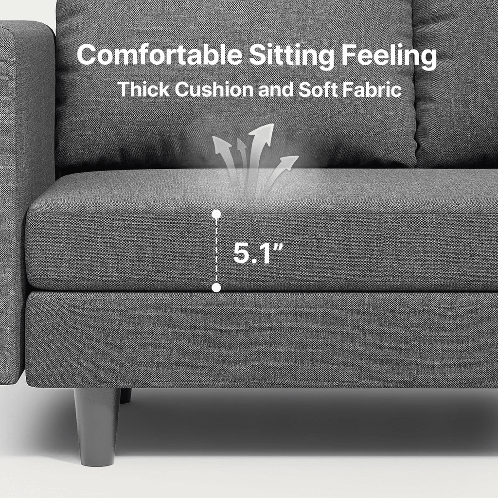 Comfortable Sofa Couch, Lofka L Shaped Foam Couch for Office, Living Room, Green