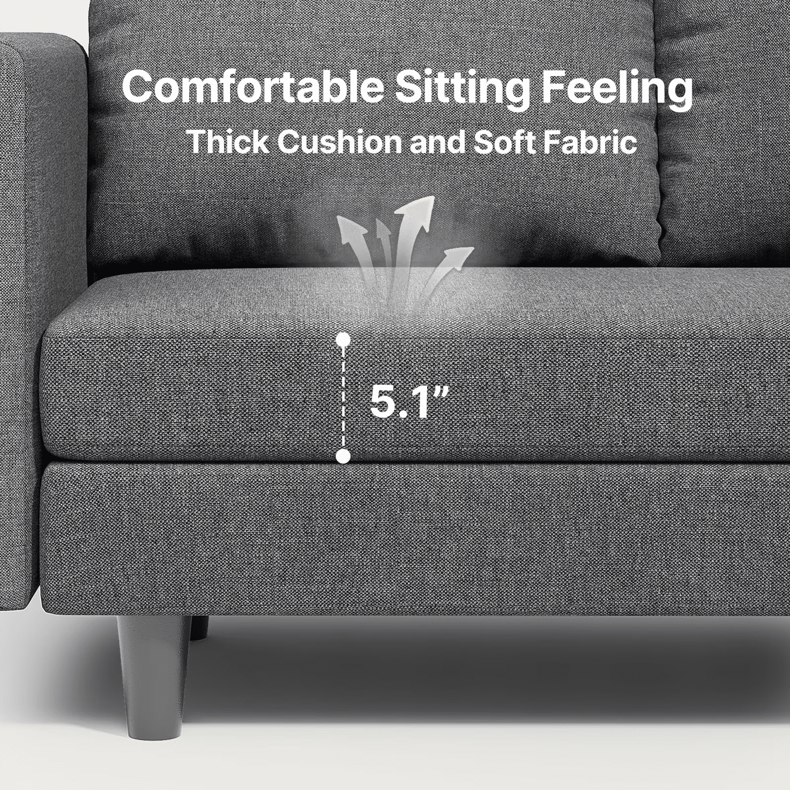 Comfortable Sofa Couch, Lofka L Shaped Foam Couch for Office, Living Room, Green
