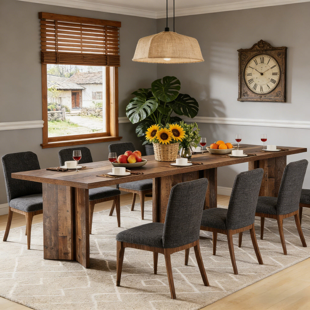 Fnova 63 Rectangular Modern Dining Table, Wooden Modern Kitchen Table for 6 People for Dining Room, Warm Brown (Chairs Not Included)