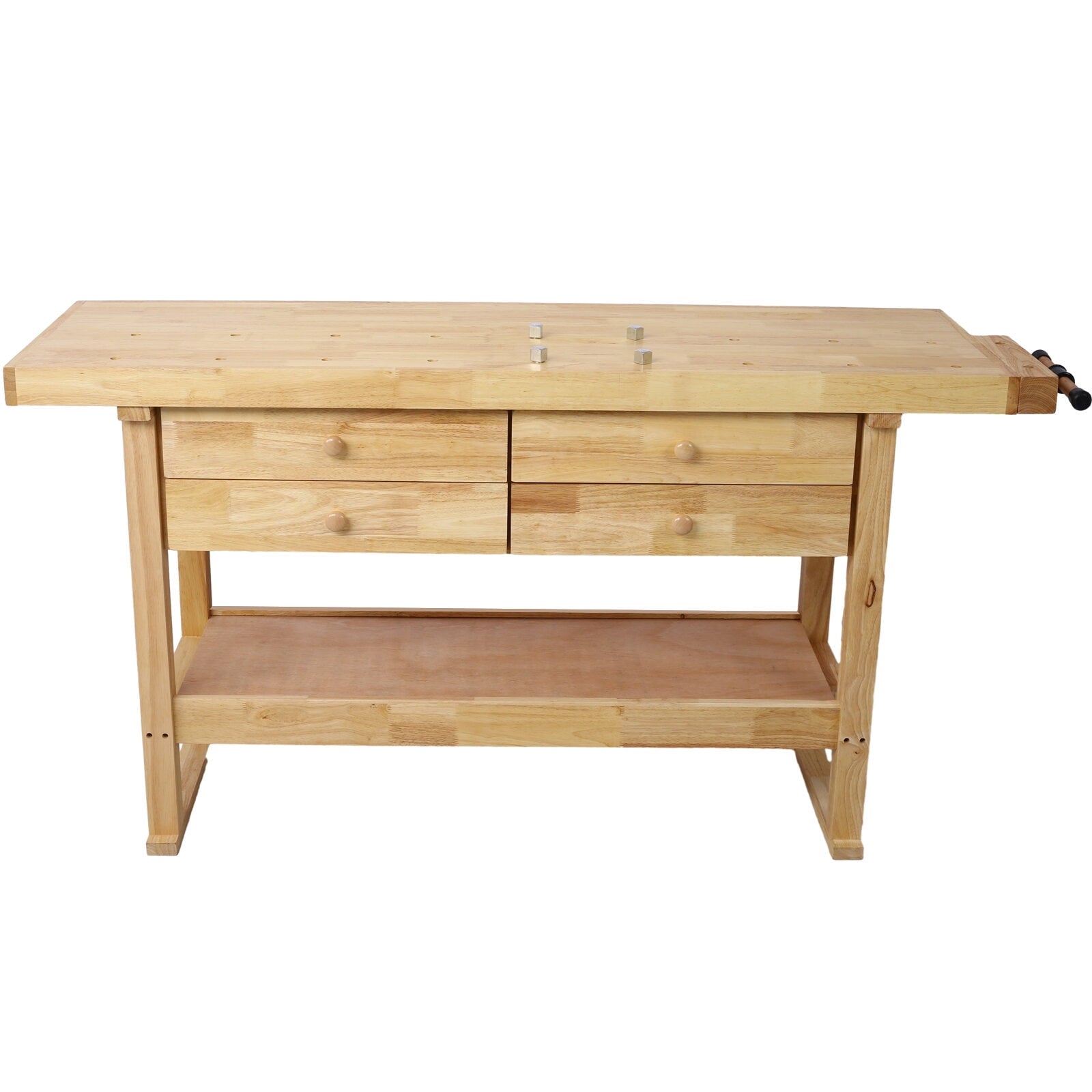 55-Inch Wood Workbench - Wooden Workbench for Garage Workshop and Home,