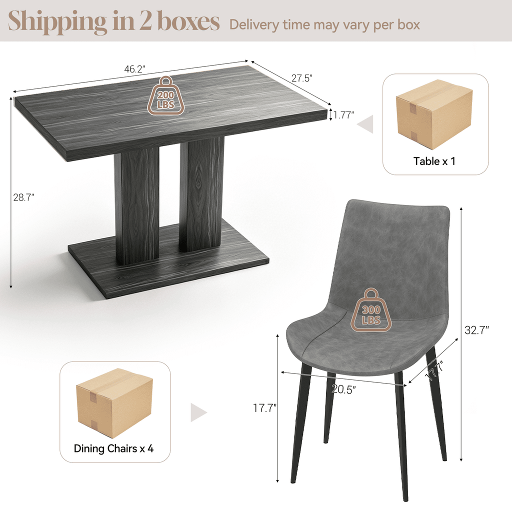 46.2 Dining Table,Modern Square Dining Table for 4-6 People,Rectangular Dining Room Table with Sturdy Pedestal Base，Rectangle kitchen Table for Living Room, Apartment