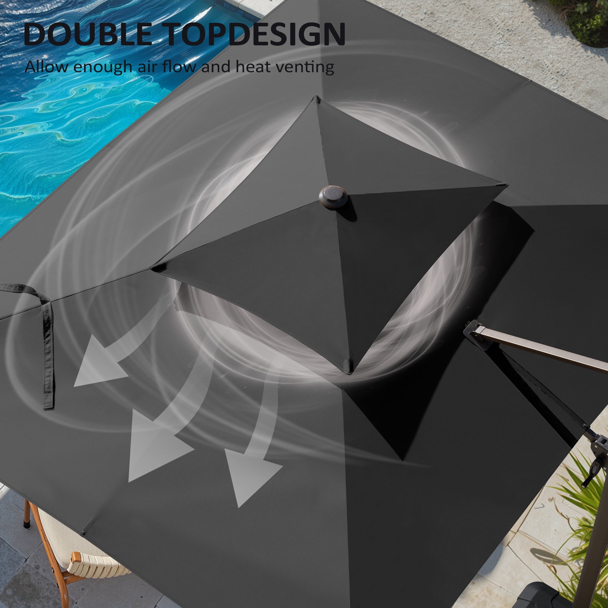Pellebant 9' X 11' Patio Umbrella Outdoor Rectangle Umbrella Large Cantilever Umbrella Windproof Offset Heavy Duty Sun for Garden Deck Pool Patio