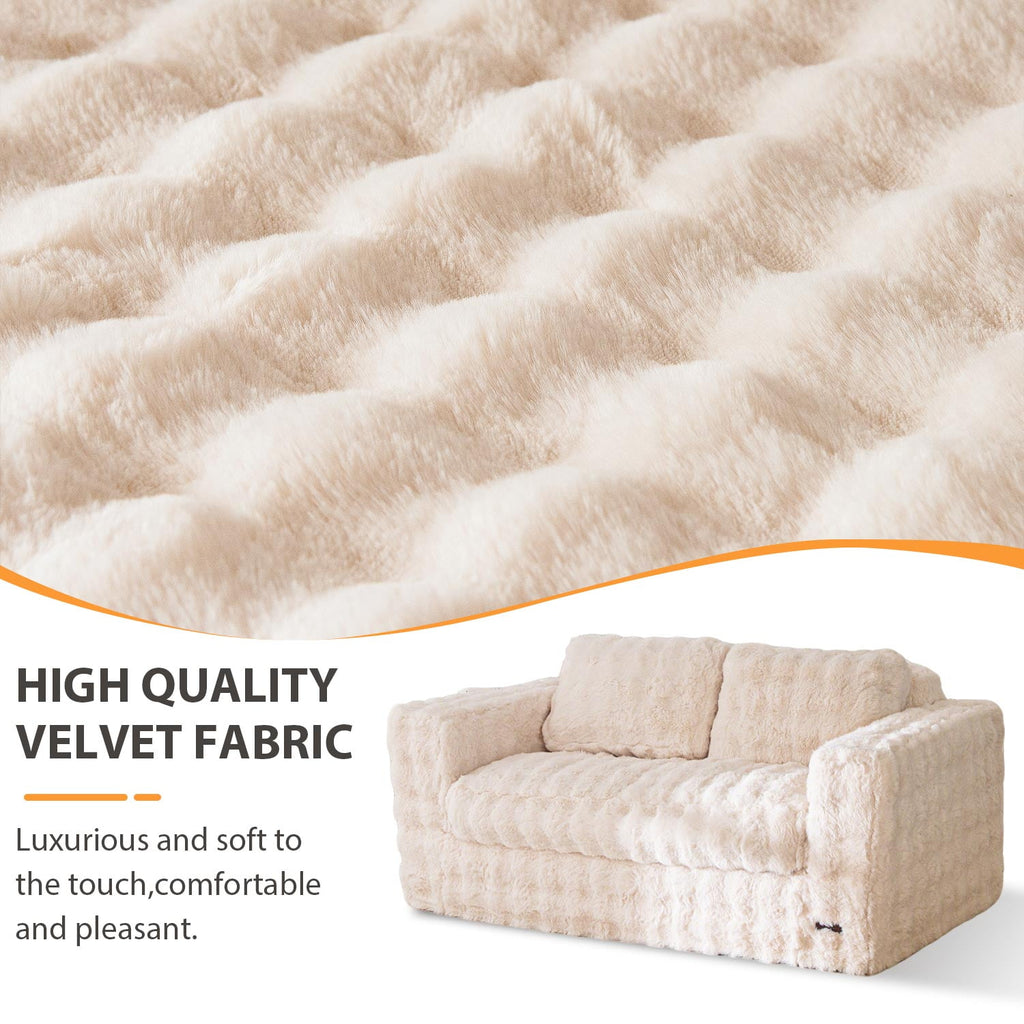 GOODONE Bean Bag Chair Sofa,Giant Loveseat Bubbled Boneless Couch,Modern Soft Comfy Plush Lazy Sofa for Living Room and Apartments,No Assembly Required,Beige