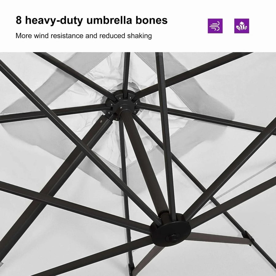 PURPLE LEAF 9x11.5 Ft Cantilever Umbrella Rectangle Outdoor Patio Umbrella Large Offset Hanging Umbrella Aluminum Umbrella with 360°Rotation Adjustable Garden Pool Umbrella,Turquoise Blue