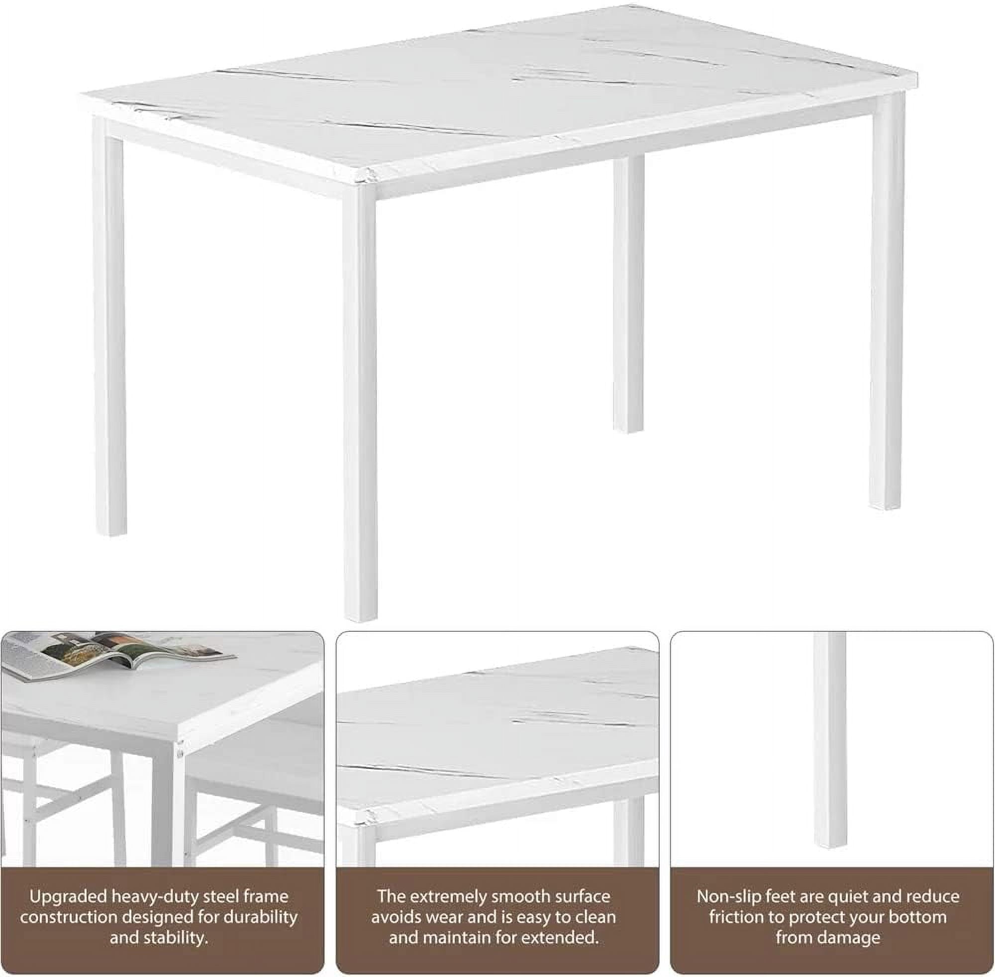 MIERES 5-Piece Dining Table Set for 4, Faux Marble Kitchen Table and 4 Chairs, Modern Dining Room Table with 4 Chairs, Dinner Table Set for Small Spaces, Brown