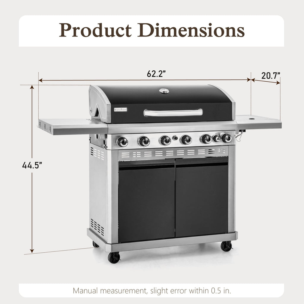 Alpha Joy 4-Burner Propane Gas Grill and Griddle Combo with Side Burner in Black
