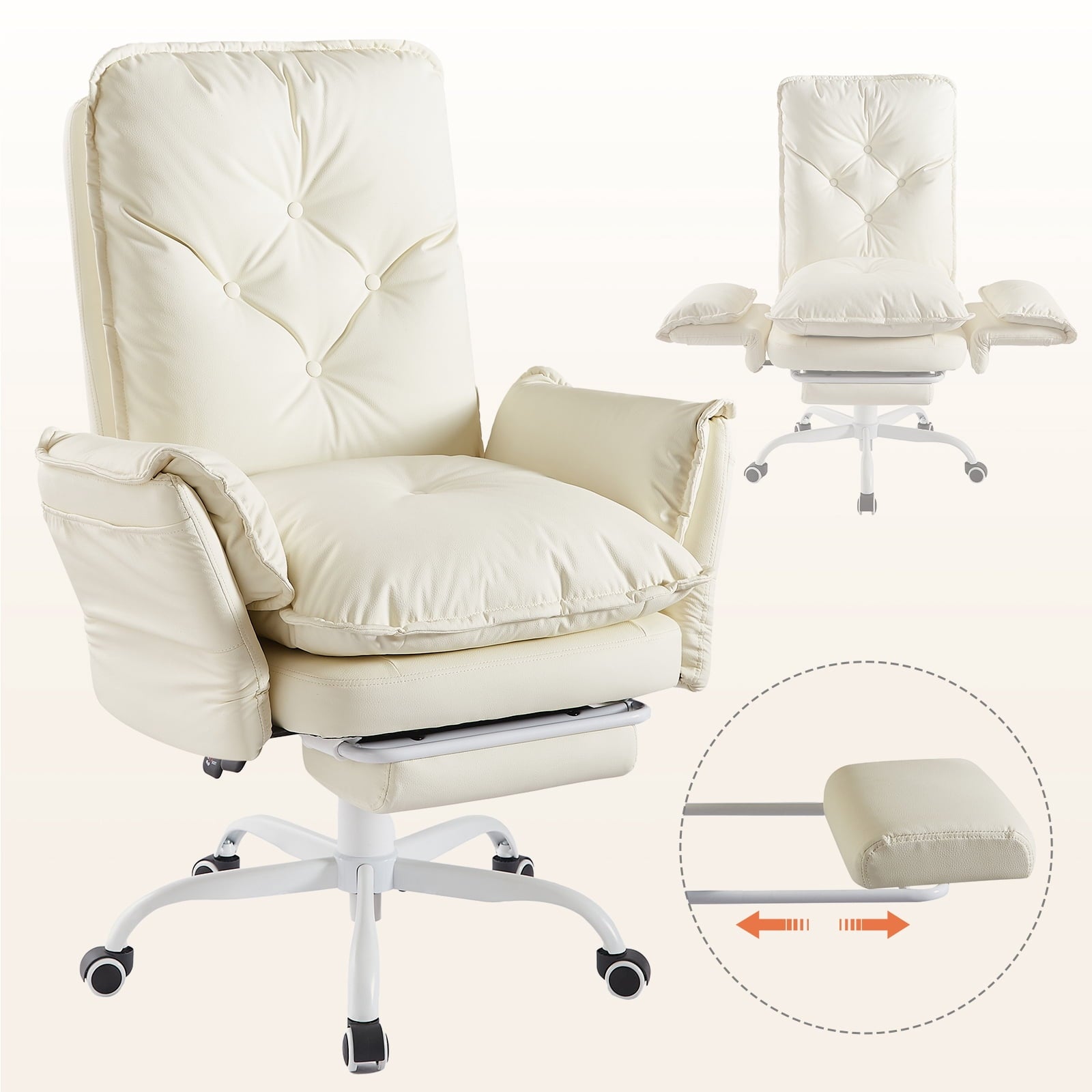 Bestier Big and Tall Executive Office Chair with Flip-up Arms for Adult, Wide Seat Ergonomic Computer Desk Chair,High Back Velvet Comfy Cross-Legged Office Chair with Footrest and Side Pockets, Black