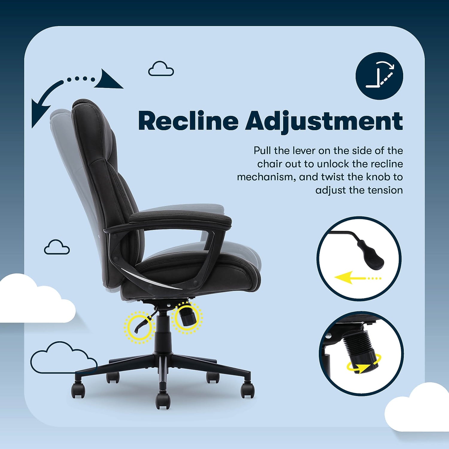Serta Comfort Eco Office Ergonomic Computer Chair Lumber Support Black