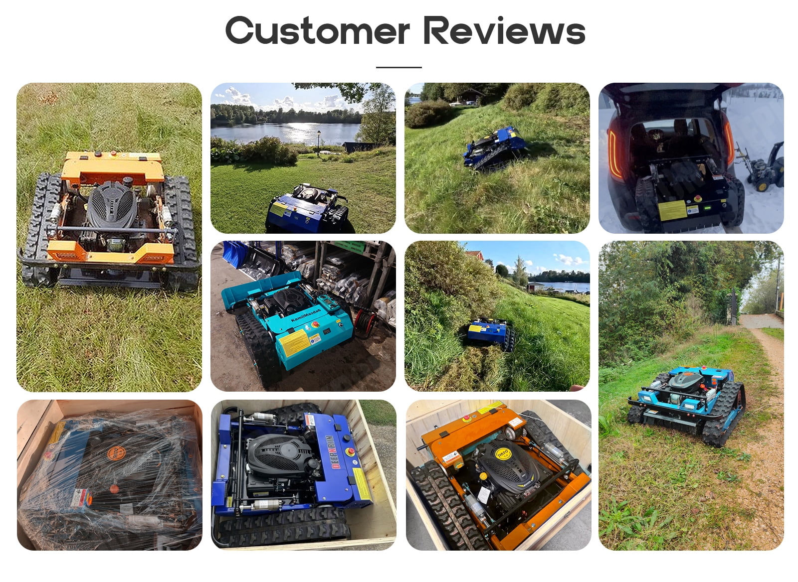 DeepKron Robotic Lawn Mower Gasoline Rato 225cc 9HP Remote Controlled Tracked Lawn Mower All-Terrain Robotor Mower Classic