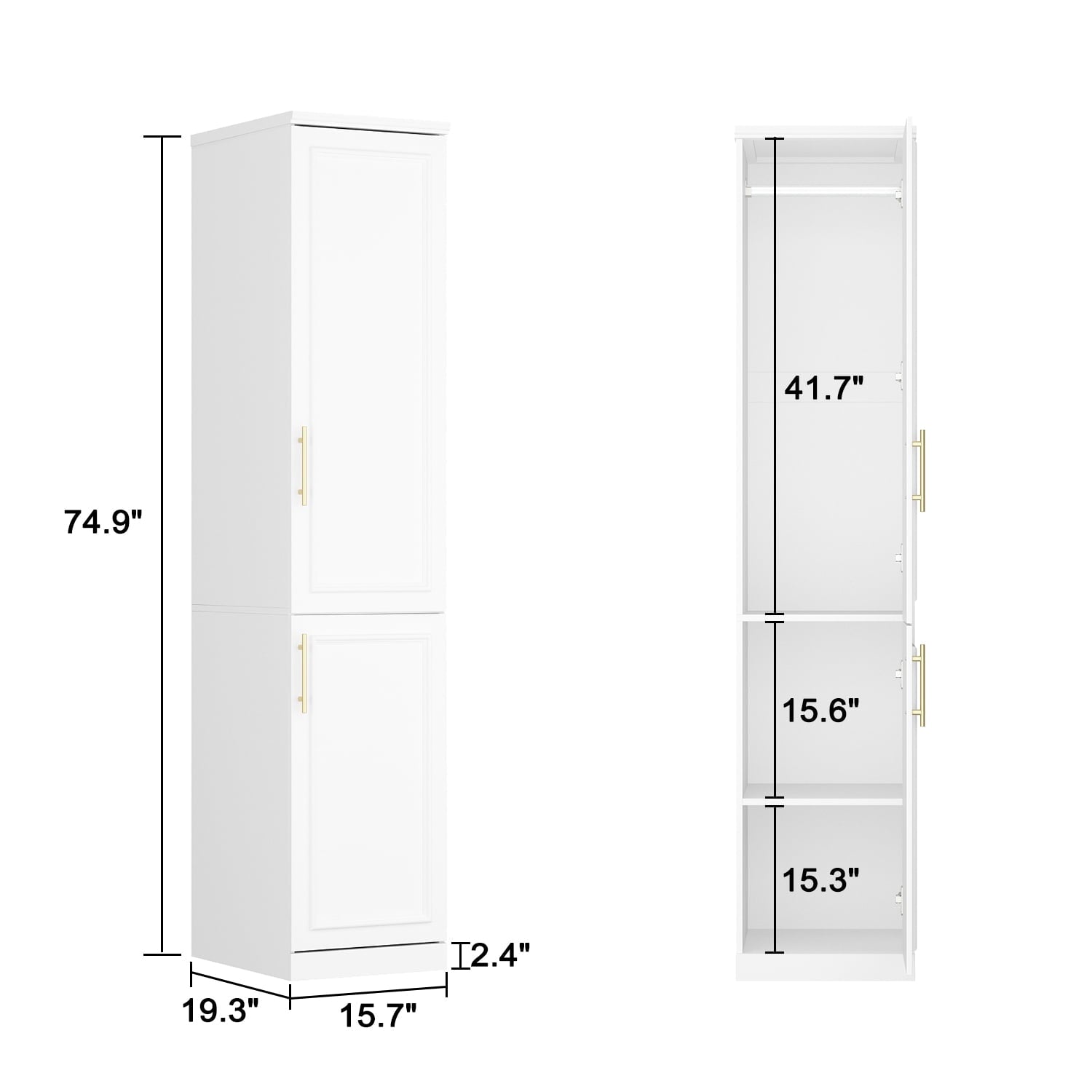 OxyLife 2 Door Wardrobe Armoire, White Closet Storage Organizer with Drawers and Shelves