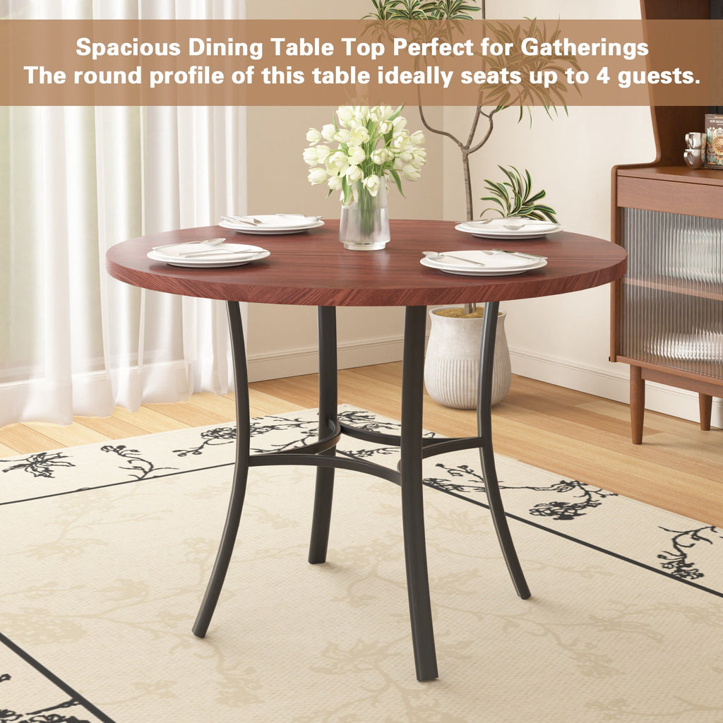 VECELO 5-Piece Dining Table Set, Modern Faux Marble Table and 4 Upholstered Chairs Set for 4, Round Dining Room Table Set for Small Space, Breakfast Nook, Apartment, Black