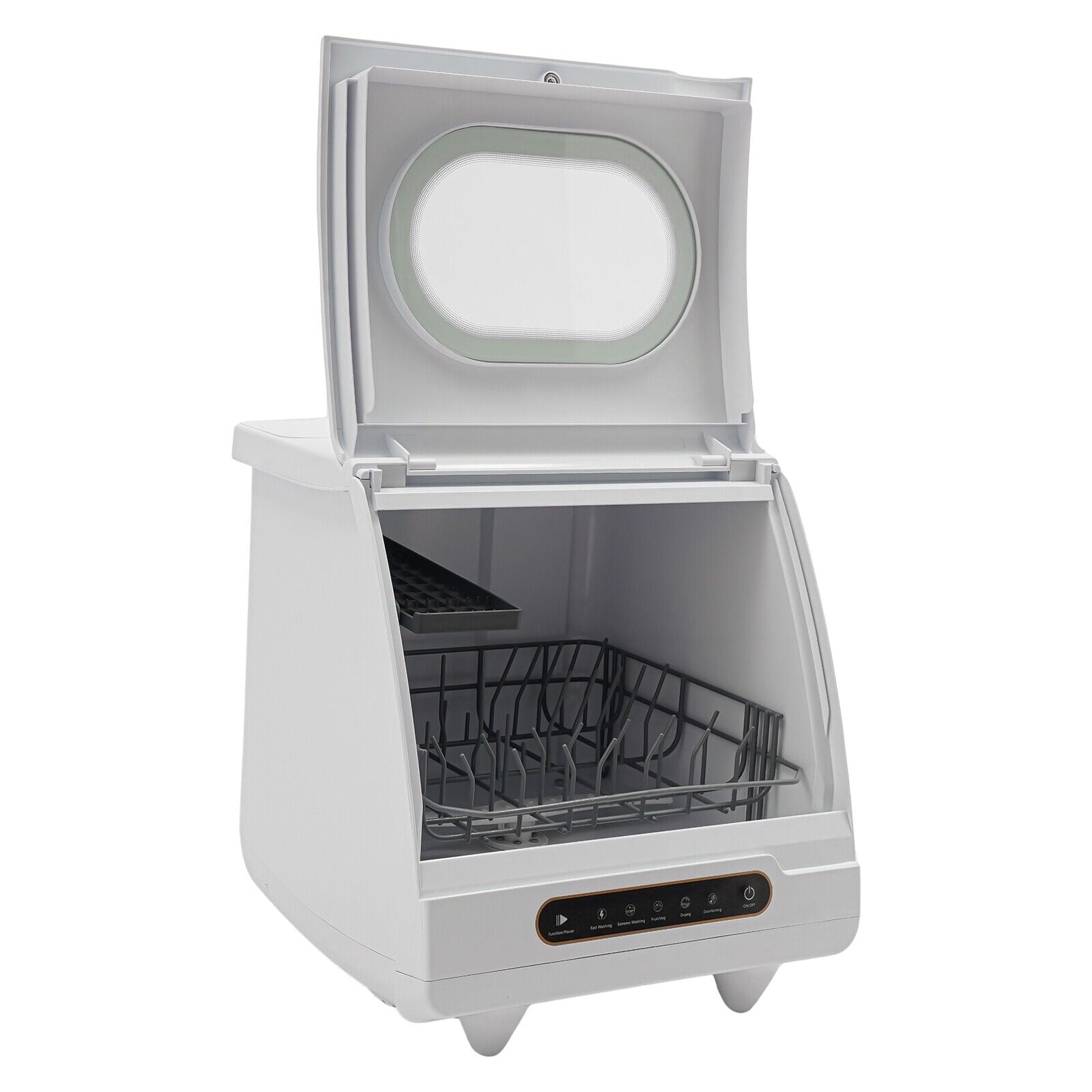 1200W Portable White Countertop Dishwasher Compact Dishwasher 5 Washing Programs