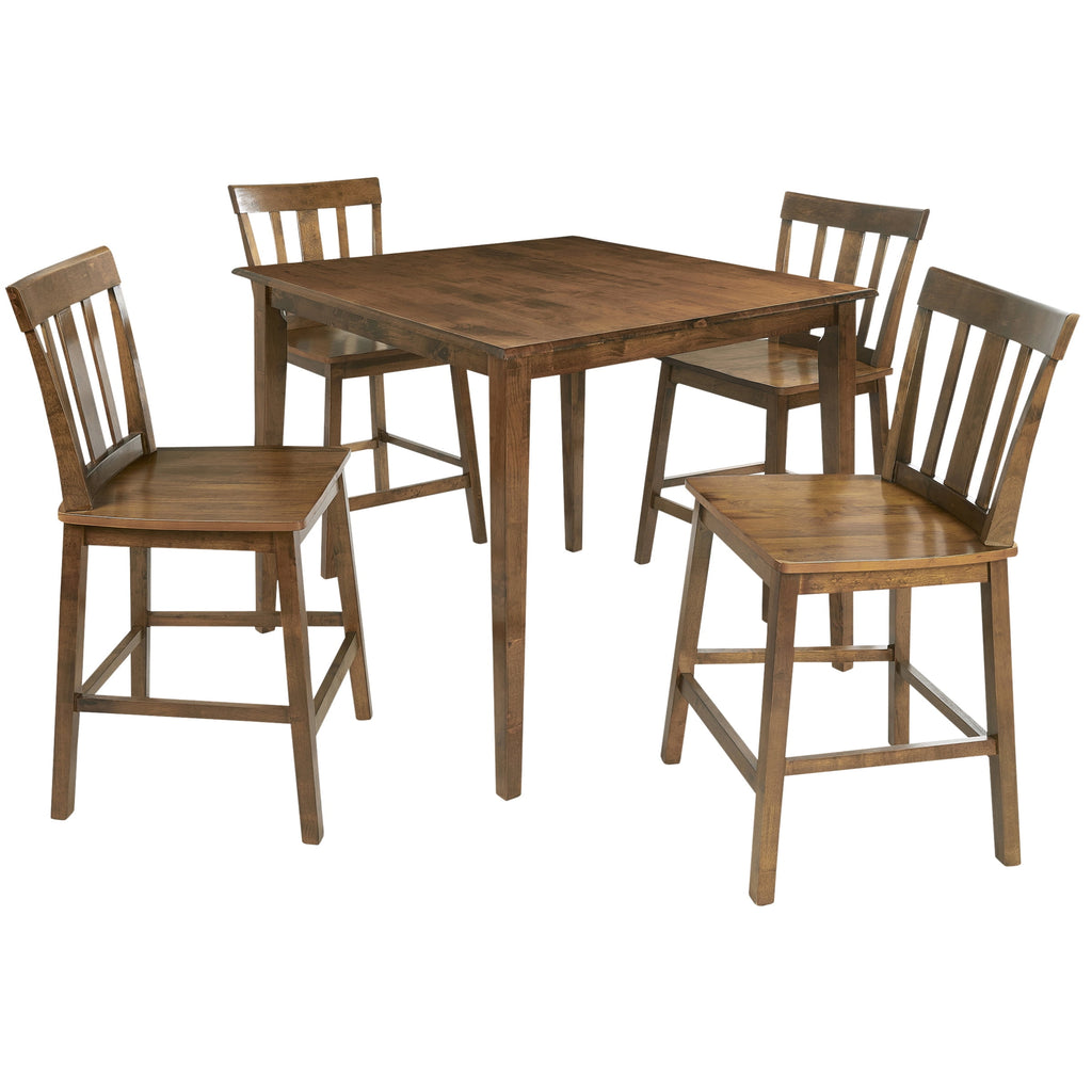 Mainstays 5 Piece Mission Counter Height Dining Set, Solid Wood, Cherry Color for Indoor