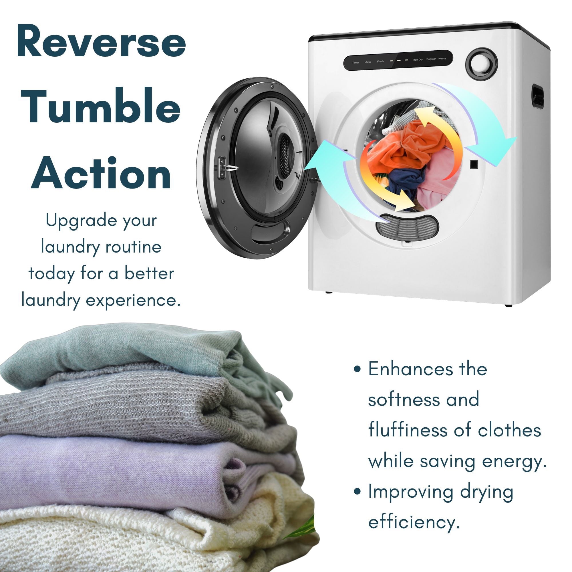 Dessiz 120V Portable Clothes Dryers 1000W Compact Dryer 1.7cu.ft Front Load Stainless Steel 12lbs Electric Dryers Machine with Exhaust pipe for Apartment,RVs,Dorms,Auto Stop and Easy Control
