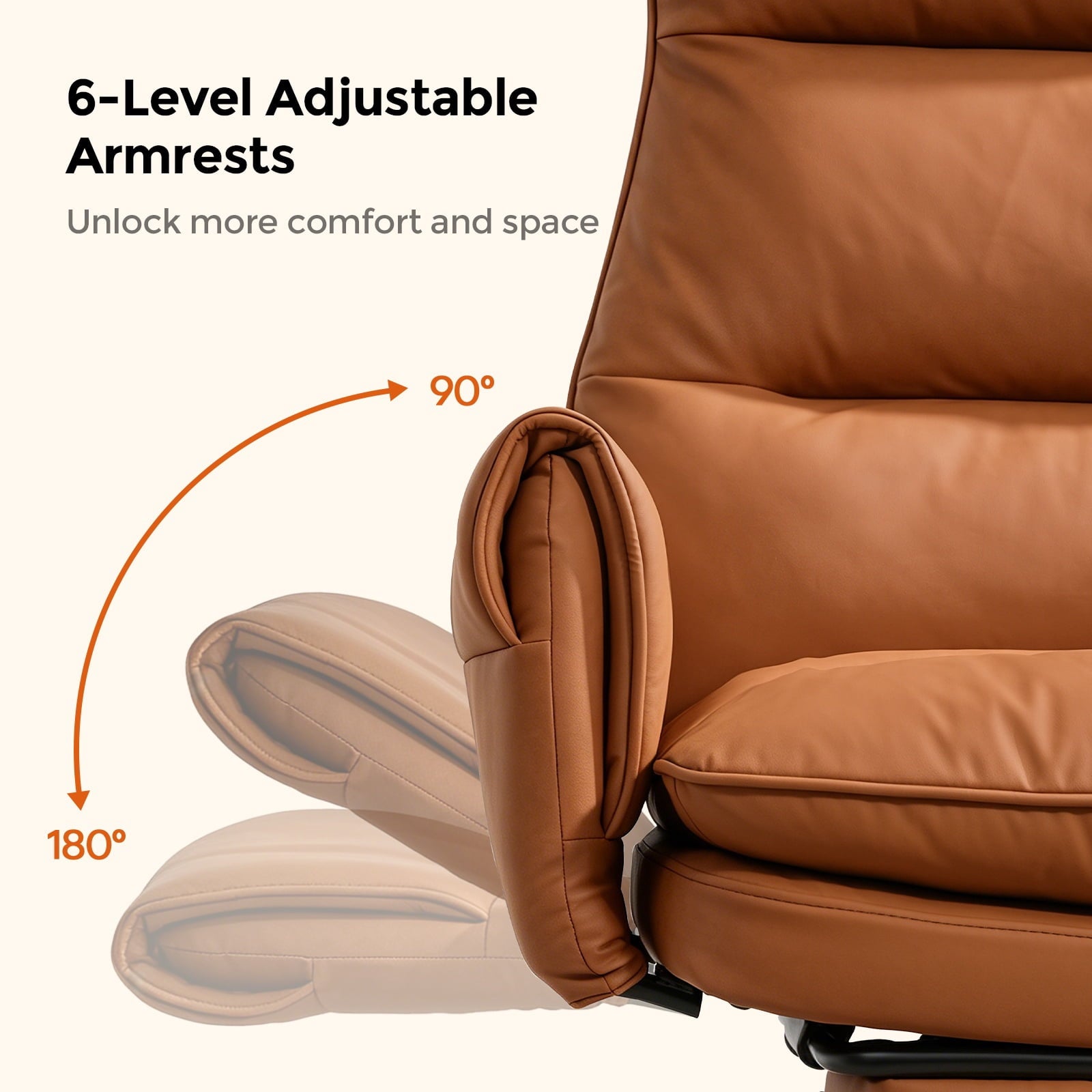 Patbrela Big and Tall Office Chair, PU Leather Swivel Desk Chair Ergonomic Computer Chairs with Adjustable Armrests, Black