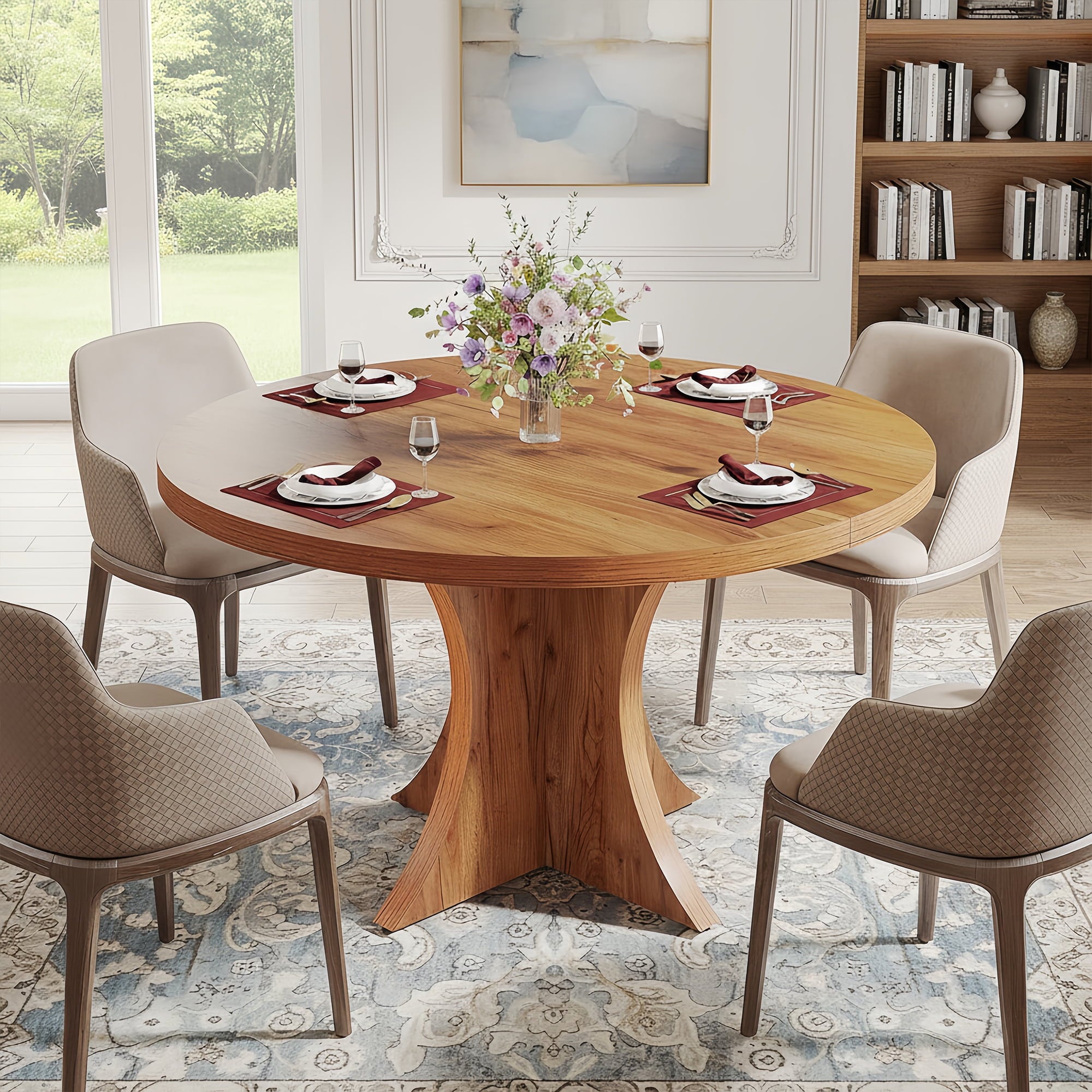 Modern Faux Marble Dining Table, 63 Rectangular 4-6 Seater Wood Table with Sturdy Base, Kitchen Living Room Dinner Table