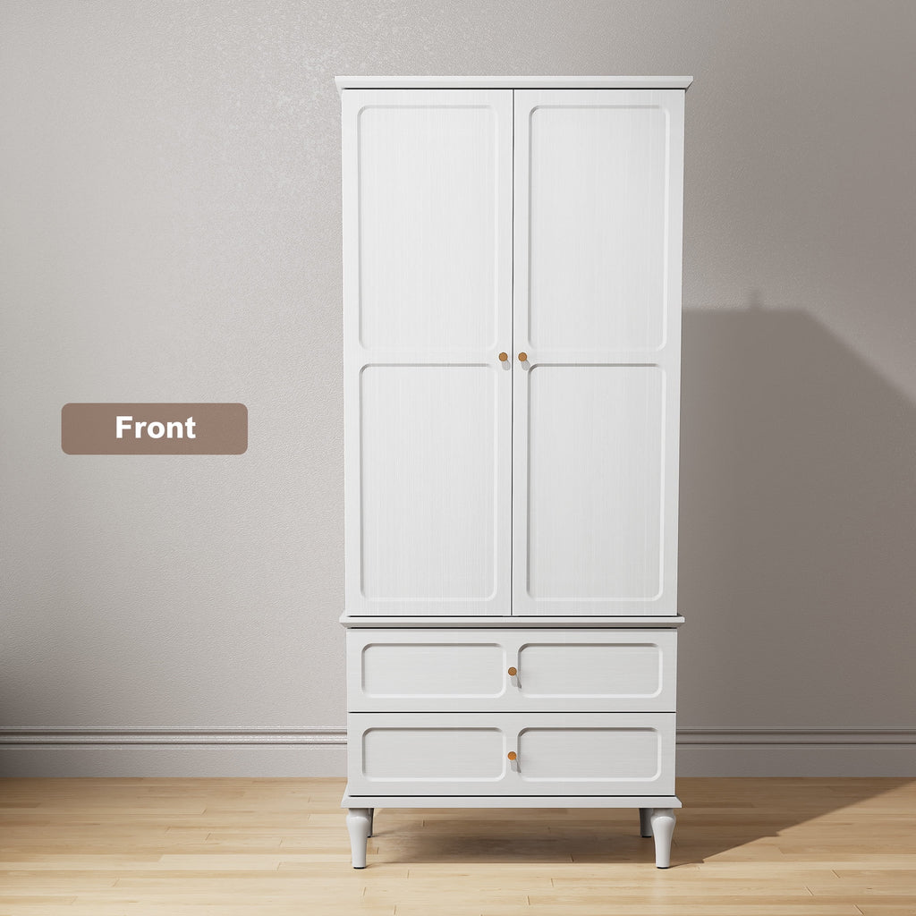HLR 71 Tall Modern Wood Armoire Wardrobe Closet, Freestanding Cabinet with Hanging Rod for Bedroom, Brown