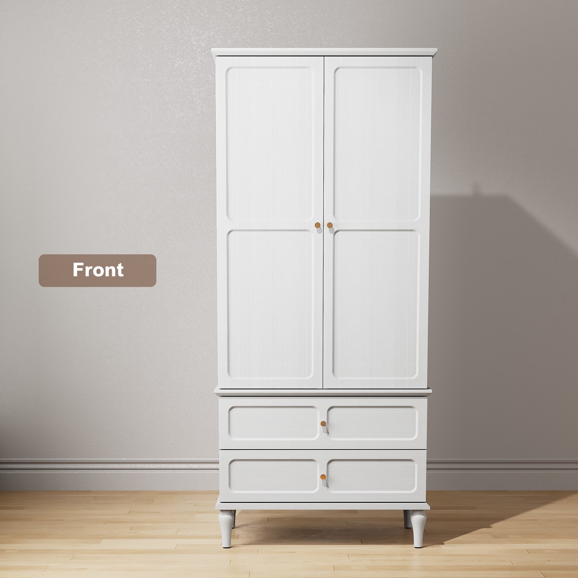 HLR 71 Tall Modern Wood Armoire Wardrobe Closet, Freestanding Cabinet with Hanging Rod for Bedroom, Brown
