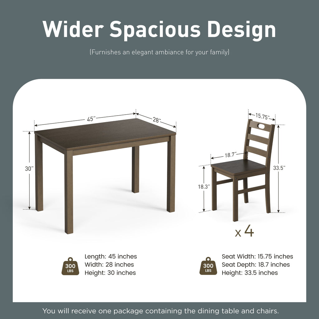 Alpha Joy Farmhouse Dining Table Set for 4 Solid Wood Kitchen Chairs and Table Set, Walnut & White