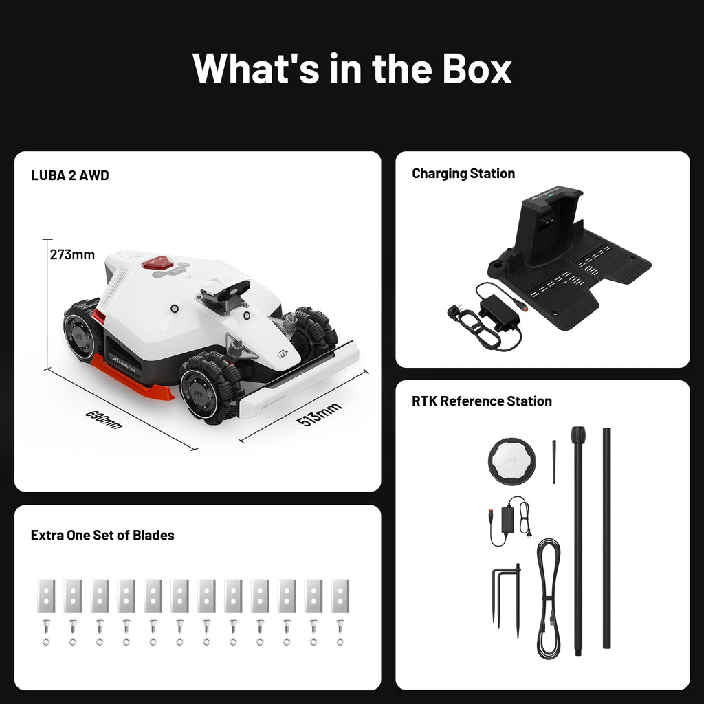 Mammotion LUBA 2 AWD 3000HX Robotic Lawn Mower - Climbs 80% Slopes,With 4G,Wire-Free Reception 0.75, Max 0.9 Acre Coverage, 2.2-4.0 Adjustable Cutting Height