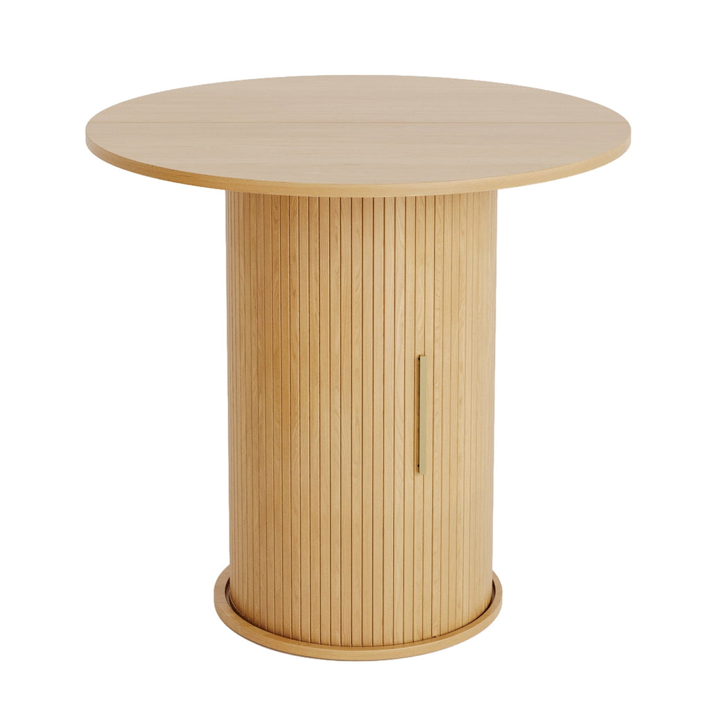 Ktaxon Mid-Century Round Dining Table for 2, 31.5 Modern Dining Room Table with 2-Tier Storage for Small Spaces, Kitchen, Dining Room, Home, Apartment Friendly, Oak