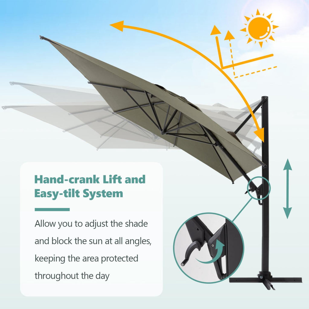 COSIEST 10FT Cream Double Top Cantilever Outdoor Umbrellas, Large Square Windproof Patio Umbrella for Garden, Deck, Pool