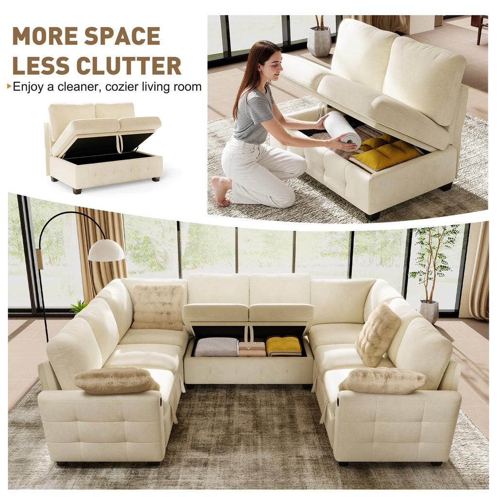 BedLuxury 83 Sectional Sleeper Sofa With Pull Out Bed, Storage Seat & USB Charging, L Shape Modern Couch for Living Room, Corduroy Gray
