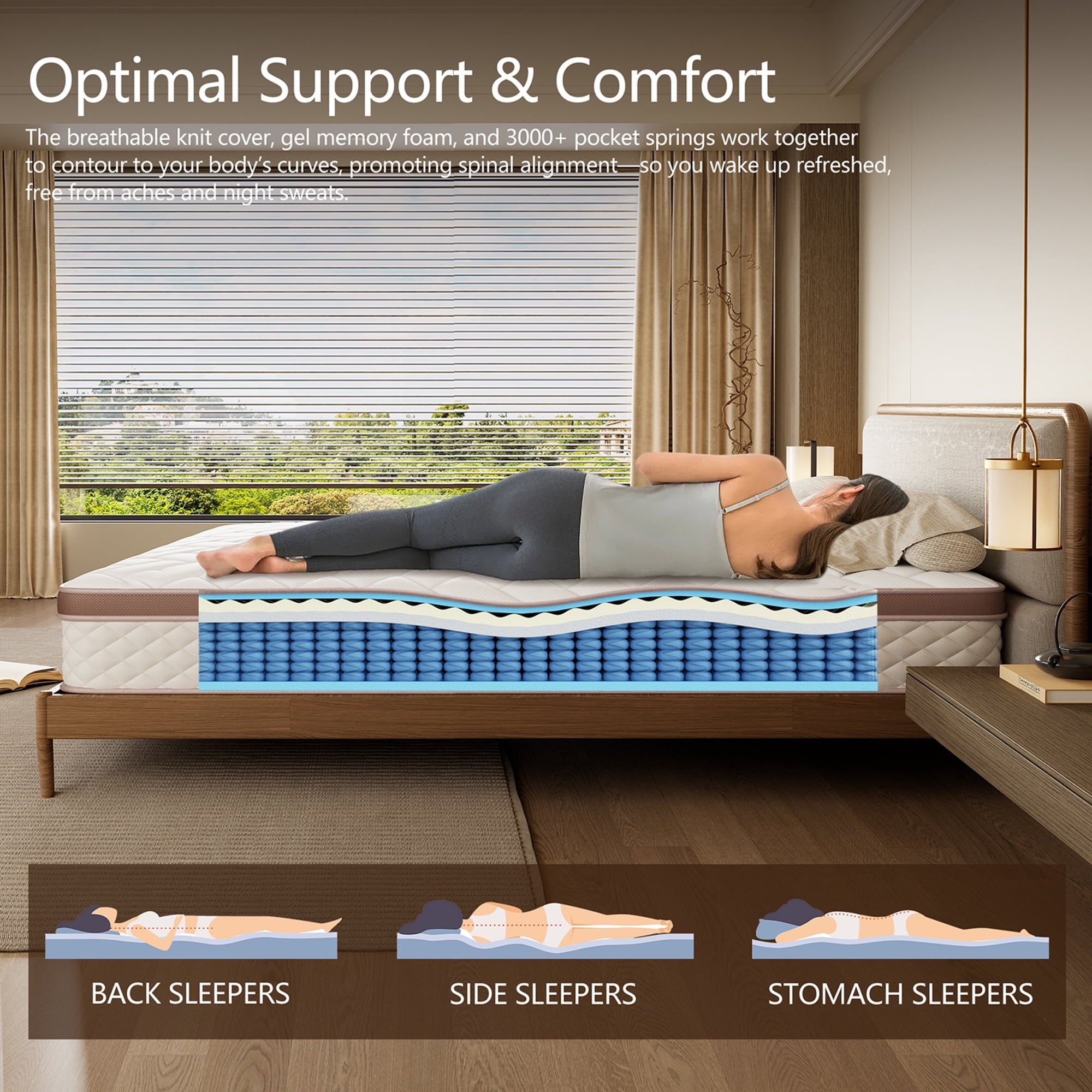 Mronae 12 Full Mattress,Black Cooling Gel Memory & Spring Hybrid Medium Comfort Full Size Mattress in a Box,Audlt,CertiPUR-US